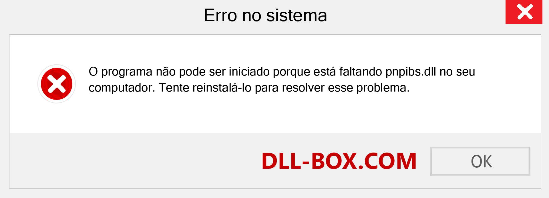 Arquivo pnpibs.dll ausente ?. Download para Windows 7, 8, 10 - Correção de erro ausente pnpibs dll no Windows, fotos, imagens